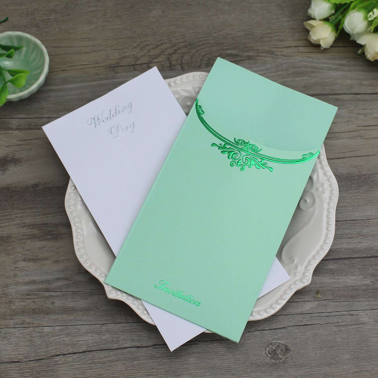 Pocket Invitation Card Rectangle Cheap Wedding Card Customized Modern Invitation 